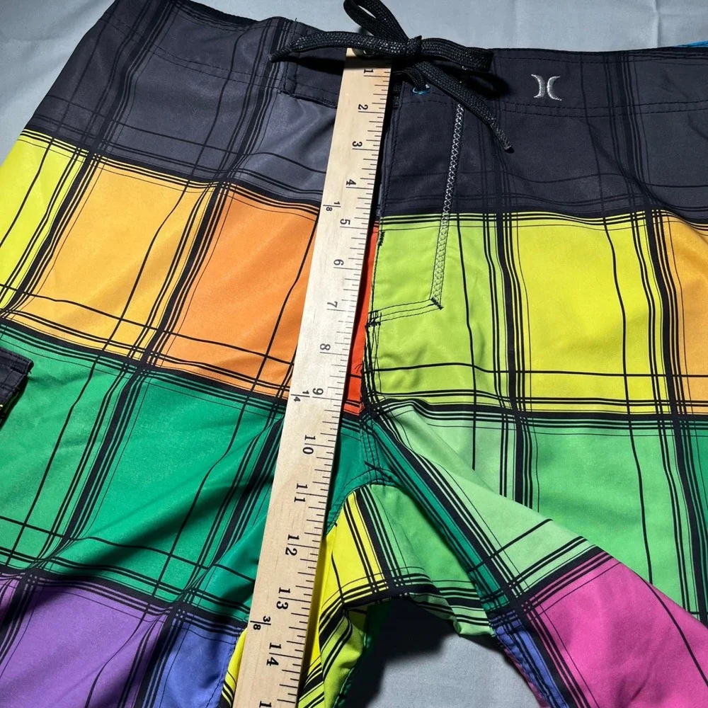 Hurley Board Shorts Phantom Mens 32 Multi Color Plaid Recycled Surf Skate